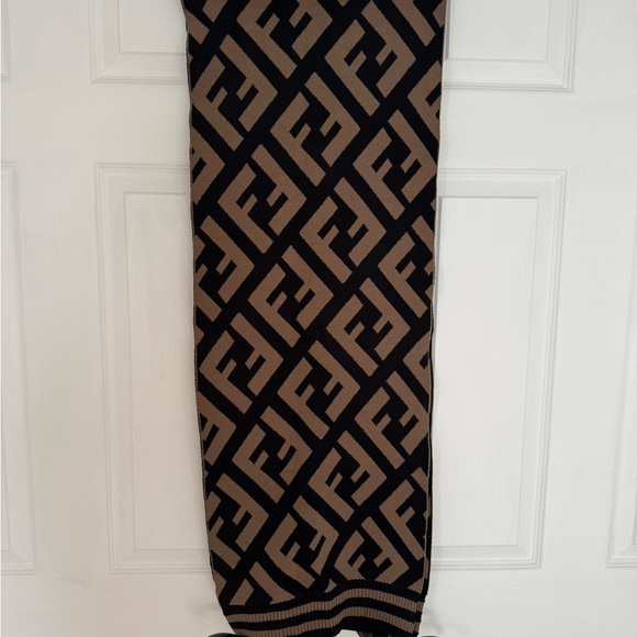 Fendi Accessories - Authentic Fendi Black and Brown Logo Scarf